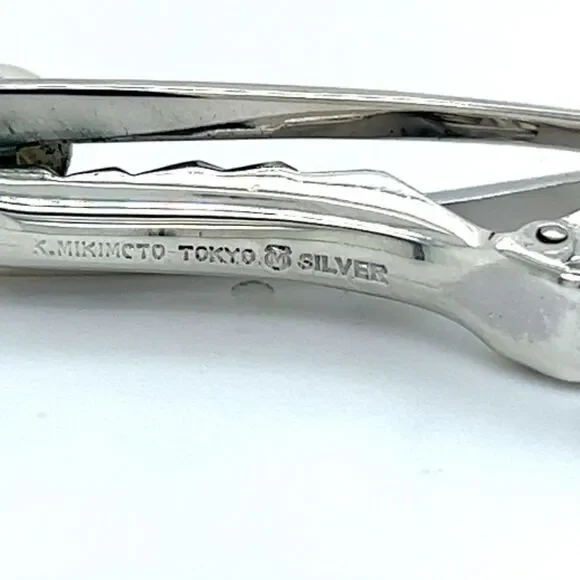 Mikimoto Estate Akoya Pearl Mens Tie Clip 7 mm Sterling Silver M316